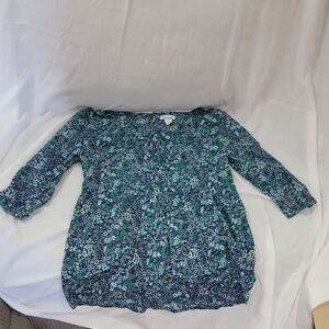 Old Navy Blue and Black Relaxed 3/4 Sleeve Blouse